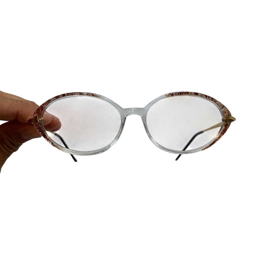 JSJ Daffodil Eyeglasses Womens Brown Clear Gold Oval Frames 53-16-135